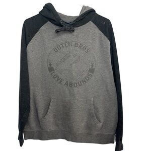 Dutch Bros MEDIUM+LARGE Grey and Black Men's Lightweight Hoodie “Love Abounds”